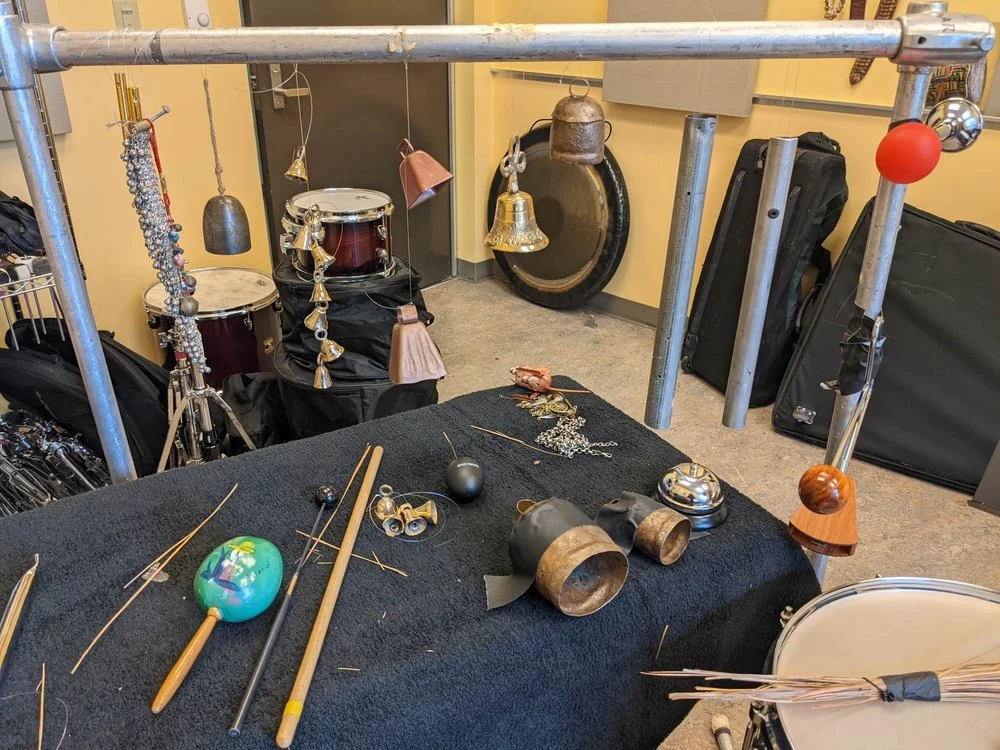 Percussion setup in the UC San Diego percussion studio.